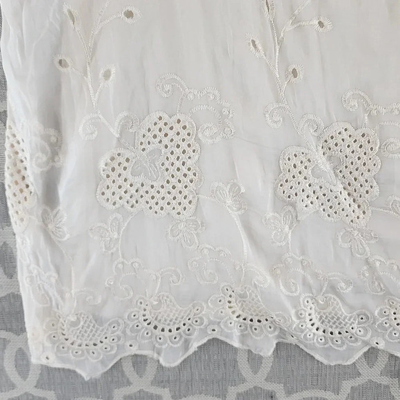 Via Signoria Made in Italy Ruffle Silk Blend Embroidered  Women's Blouse S - Picture 5 of 9